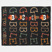 Gobble Gobble Till You Wobble Funny Thanksgiving Fleece Deken (Voorkant (Horizontaal))