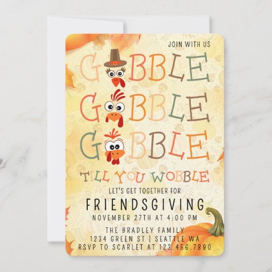 Gobble Gobble Till You Wobble Funny Thanksgiving Kaart (Voorkant)