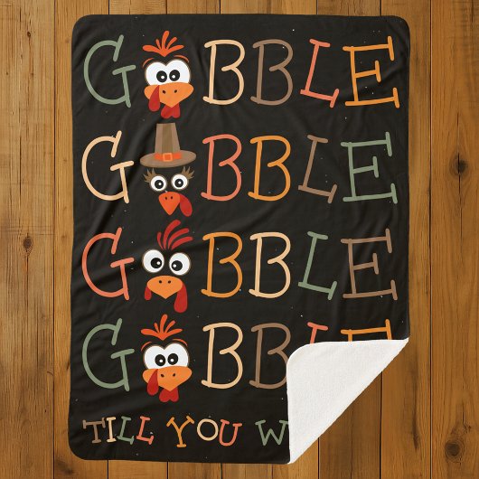 Gobble Gobble Tot Dat Je Wobbelt Grappige Thanksgi Sherpa Deken