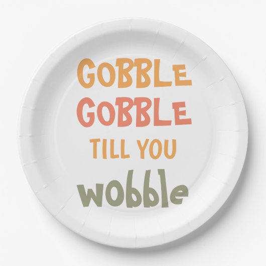 Gobble Gobble tot je wiebelt | THANKSGIVING Papieren Bordje (Voorkant)