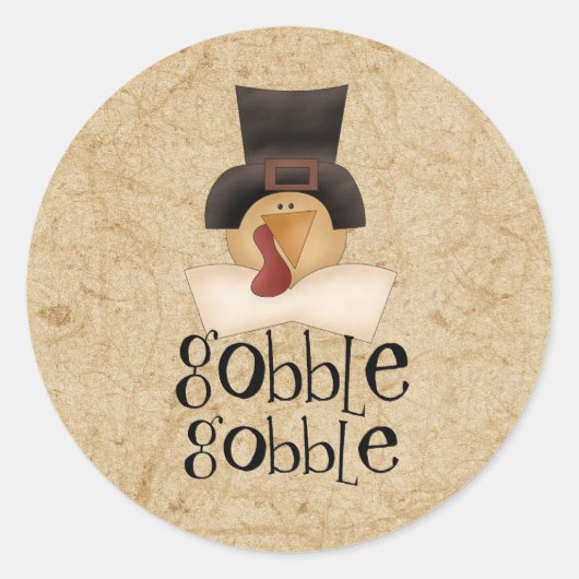 Gobble Gobble Turkey Classic Round Sticker (Voorkant)