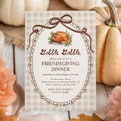 Gobble Gobble Turkey Gingham Friendsgiving Dinner Kaart