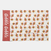 Gobble Gobble Turkey Pattern Thanksgiving Theedoek (Horizontaal)