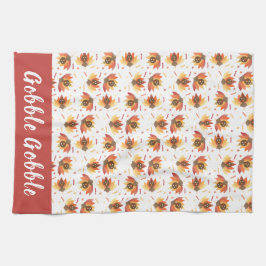 Gobble Gobble Turkey Pattern Thanksgiving Theedoek