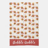 Gobble Gobble Turkey Pattern Thanksgiving Theedoek (Verticaal)