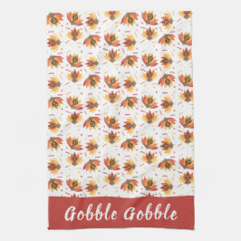 Gobble Gobble Turkey Pattern Thanksgiving Theedoek