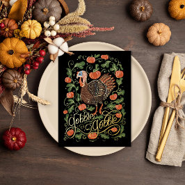 Gobble Gobble Turkey Thanksgiving Folie Feestdagen Briefkaart