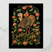 Gobble Gobble Turkey Thanksgiving Folie Feestdagen Briefkaart (Voorkant)