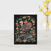 Gobble Gobble Turkey Thanksgiving Kaart (Gele Bloem)