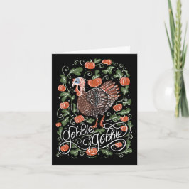 Gobble Gobble Turkey Thanksgiving Kaart