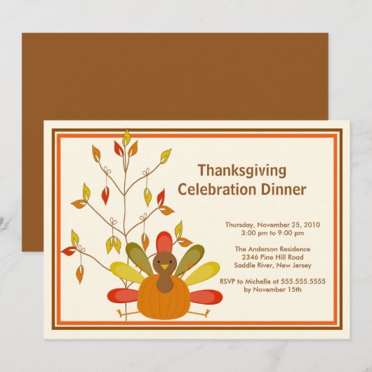 Gobble Gobble Turkey Thanksgiving Uitnodigingen (Voorkant / Achterkant)