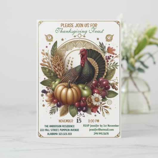 Gobble Gobble Turkije Thanksgiving Feest Kaart (Staand voorkant)