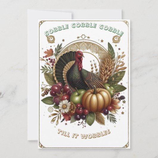 Gobble Gobble Turkije Thanksgiving Feest Kaart (Achterkant)