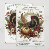 Gobble Gobble Turkije Thanksgiving Feest Kaart (Voorkant / Achterkant)
