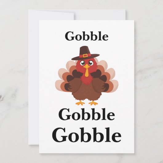 Gobble Happy Thanksgiving Schattige Turkije minima Feestdagenkaart (Voorkant)
