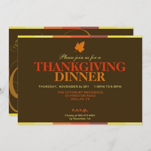 Gobble Multicolored Thanksgiving Uitnodiging (Voorkant / Achterkant)