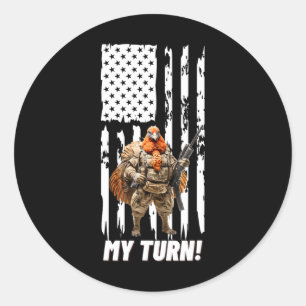 Gobble My Turn Funny Vlag van de VS Ronde Sticker