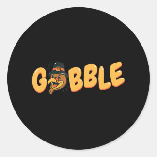 Gobble Pilgrim Turkije Grappige Thanksgiving Turki Ronde Sticker