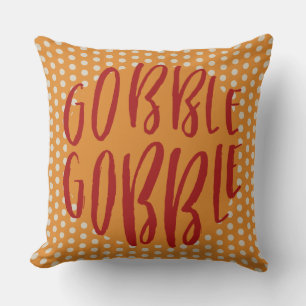 Gobble Sinaasappel Polka Dots Thanksgiving Kussen