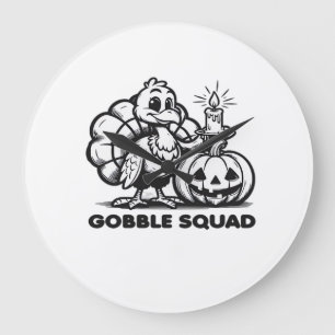 Gobble Squad Leuk Thanksgiving Kalkoen Design Fa Grote Klok