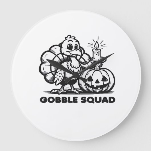 Gobble Squad Leuk Thanksgiving Kalkoen Design Fa Grote Klok (Voorkant)