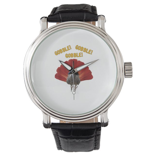 Gobble! Thanksgiving Afrikaanse grijze papegaai Horloge (Voorkant)