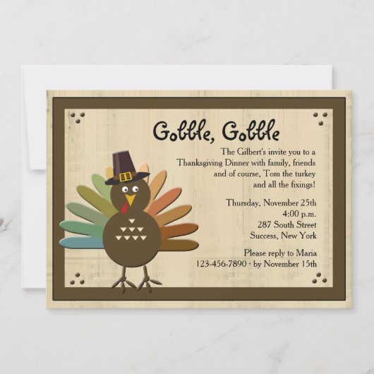 Gobble Thanksgiving Dinner Invitation Kaart (Voorkant)