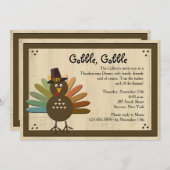 Gobble Thanksgiving Dinner Invitation Kaart (Voorkant / Achterkant)
