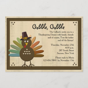 Gobble Thanksgiving Dinner Invitation Kaart