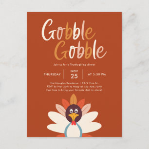 Gobble Thanksgiving Dinner Party Invitation Briefkaart