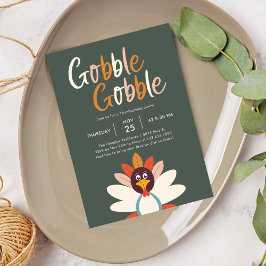 Gobble Thanksgiving Dinner Party Invitation Kaart