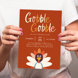 Gobble Thanksgiving Dinner Party Invitation Kaart