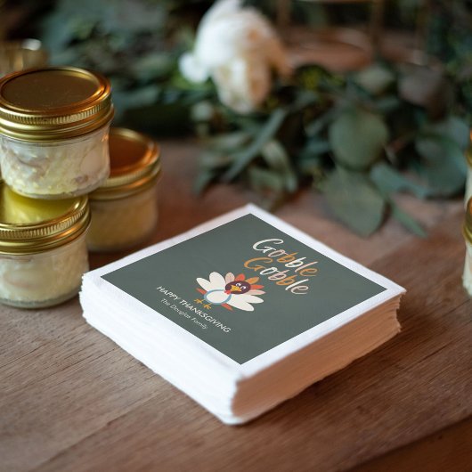 Gobble Thanksgiving Party Napkins Servet