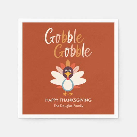Gobble Thanksgiving Party Napkins Servet (Voorkant)
