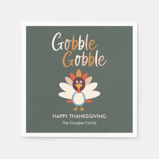 Gobble Thanksgiving Party Napkins Servet (Voorkant)