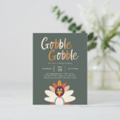Gobble Thanksgiving Party Nodig Briefkaart uit (Staand voorkant)