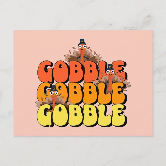 Gobble Thanksgiving Turkey Briefkaart (Voorkant)
