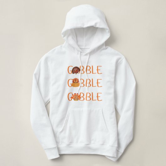 Gobble Thanksgiving Turkey Design Fall Autumn Hoodie (Design voorkant)