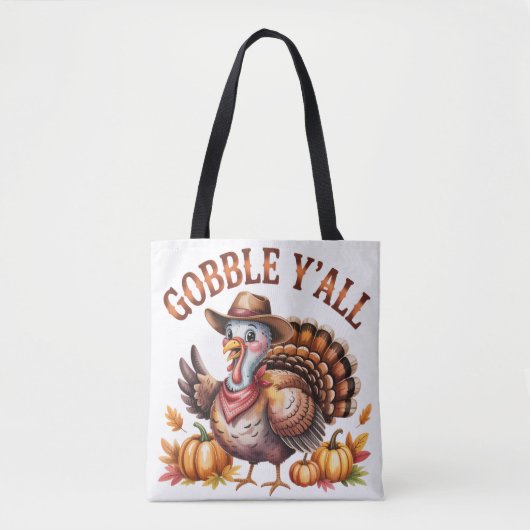 Gobble Thanksgiving turkey fall Tote Bag (Voorkant)