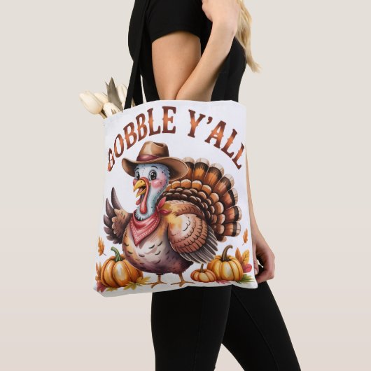 Gobble Thanksgiving turkey fall  Tote Bag (Dichtbij)