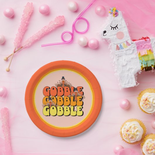 Gobble Thanksgiving Turkey Papieren Bordje (Feest)