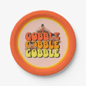 Gobble Thanksgiving Turkey Papieren Bordje (Voorkant)