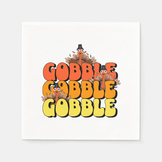 Gobble Thanksgiving Turkey Servet (Voorkant)