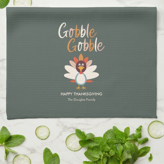 Gobble Thanksgiving Turkije Keukenhanddoek (Gevouwen)