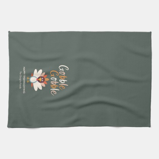 Gobble Thanksgiving Turkije Keukenhanddoek (Horizontaal)