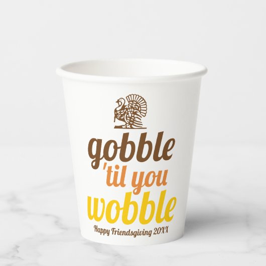 Gobble 'til je wiebelen grappige herfst Friendsgiv Papieren Bekers (Voorkant)