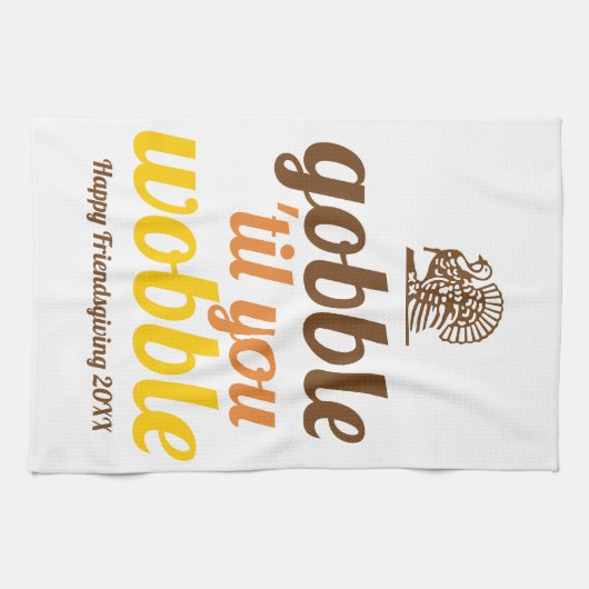 Gobble 'til je wiebelen grappige herfst Friendsgiv Theedoek (Horizontaal)