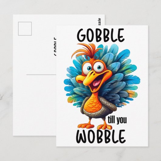 Gobble Til you Wobble Briefkaart (Voorkant / Achterkant)