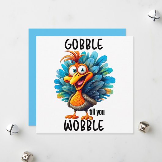 Gobble Til you Wobble Feestdagenkaart (Voorkant / Achterkant in situ)