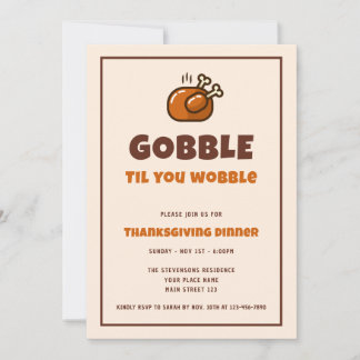 Gobble Til You Wobble Funny Thanksgiving Dinner Kaart